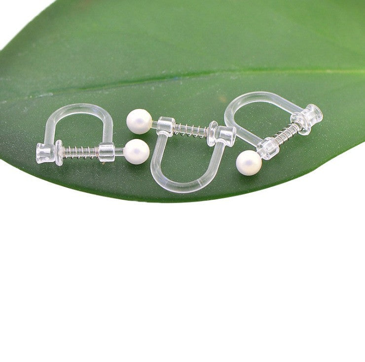 Handmade Change Transparent Resin Pearls U-shaped Ear Clip