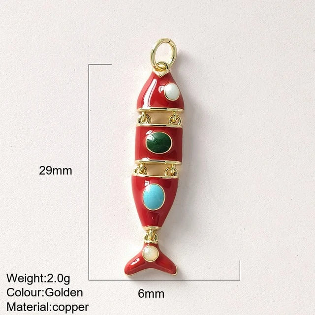 Color Enamel Fish Copper Drop Oil Pendant