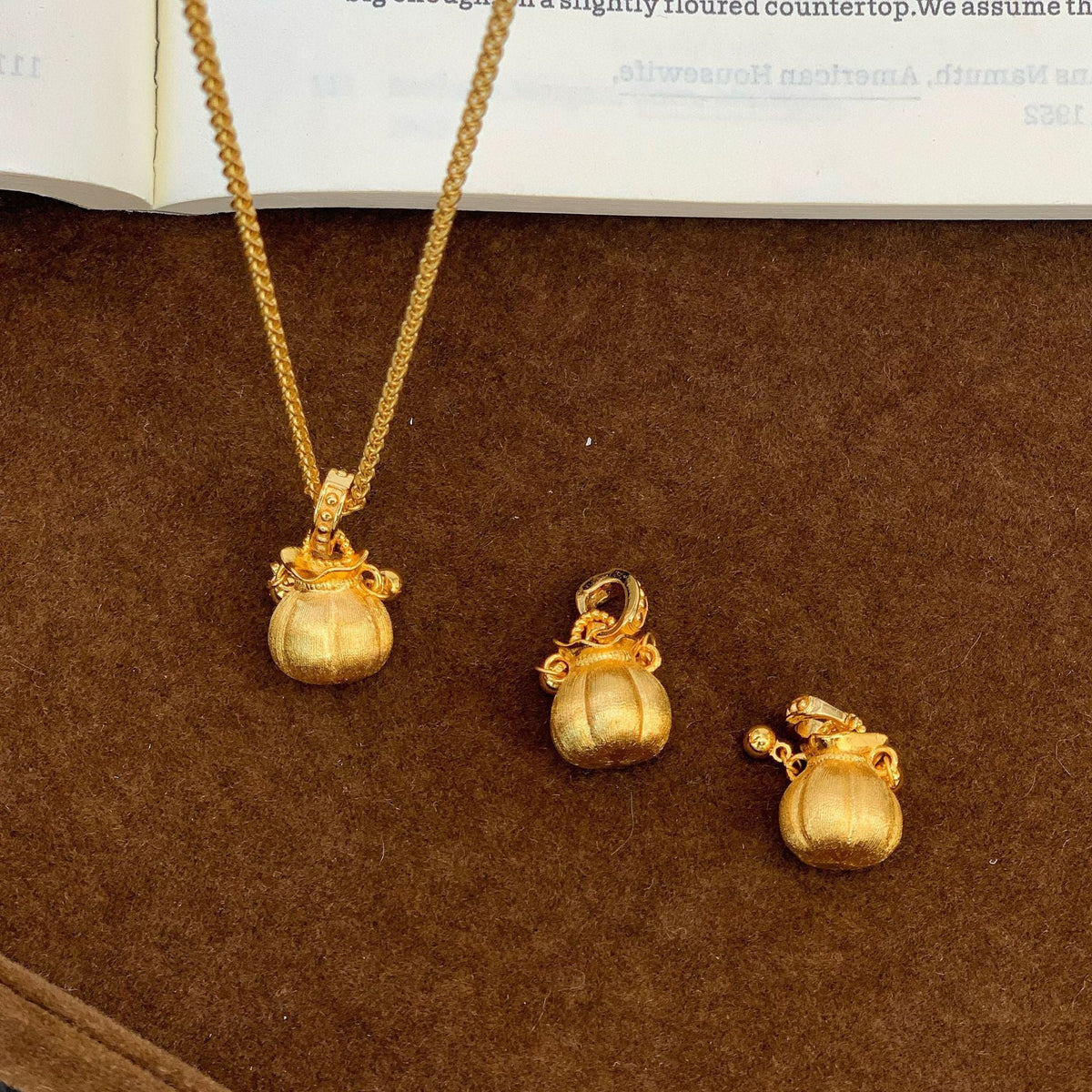 Gold Plating Strong Color Retention Lucky Bag Chinese Brushed Temperament Pendant