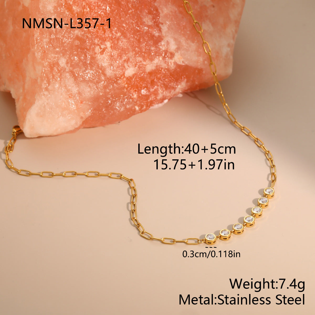 Steel Sweet Cool Style Loving Heart Zircon Paper Clips Niche Jewelry Set