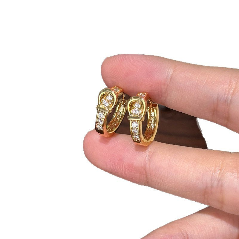 Inlaid Zircon Circle Ear Clip Female Niche Personality Unique Fashion Earrings