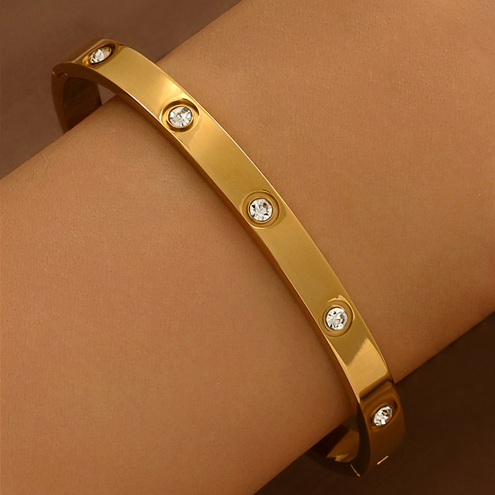 Fashion Titanium Steel Gold Female Card Plus Bracelet