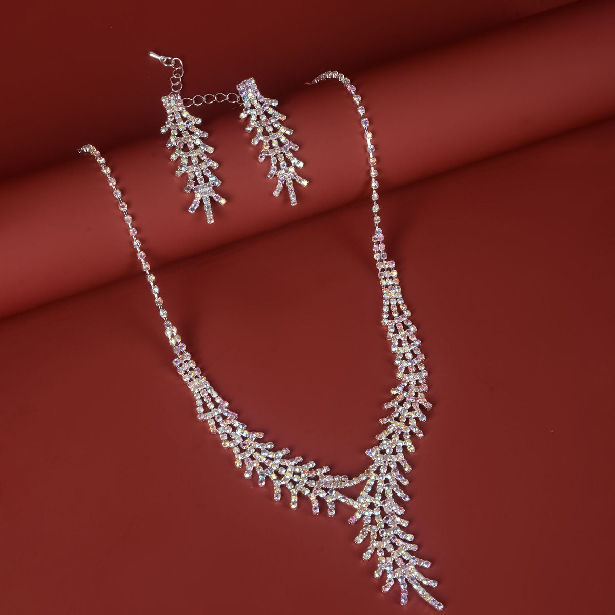 Women's Rhinestone Feather Suit Fashion Wedding Jewelry Set