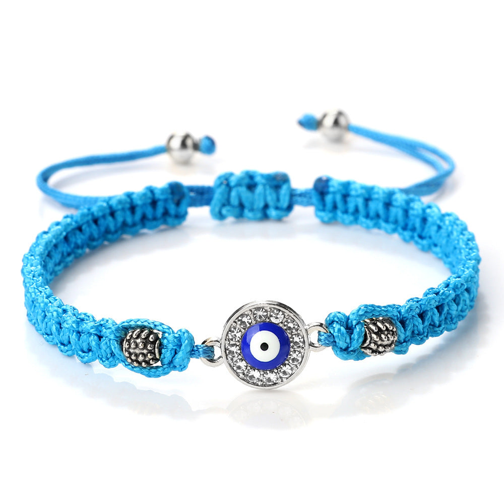 Sier Color Spacer Beads Flat Knot Personality Round Diamond Eye Bracelet