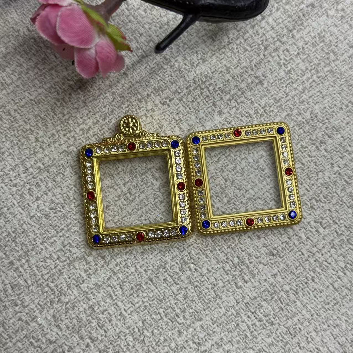 Small Double-sided Hollow Square Amulet Round Pendant