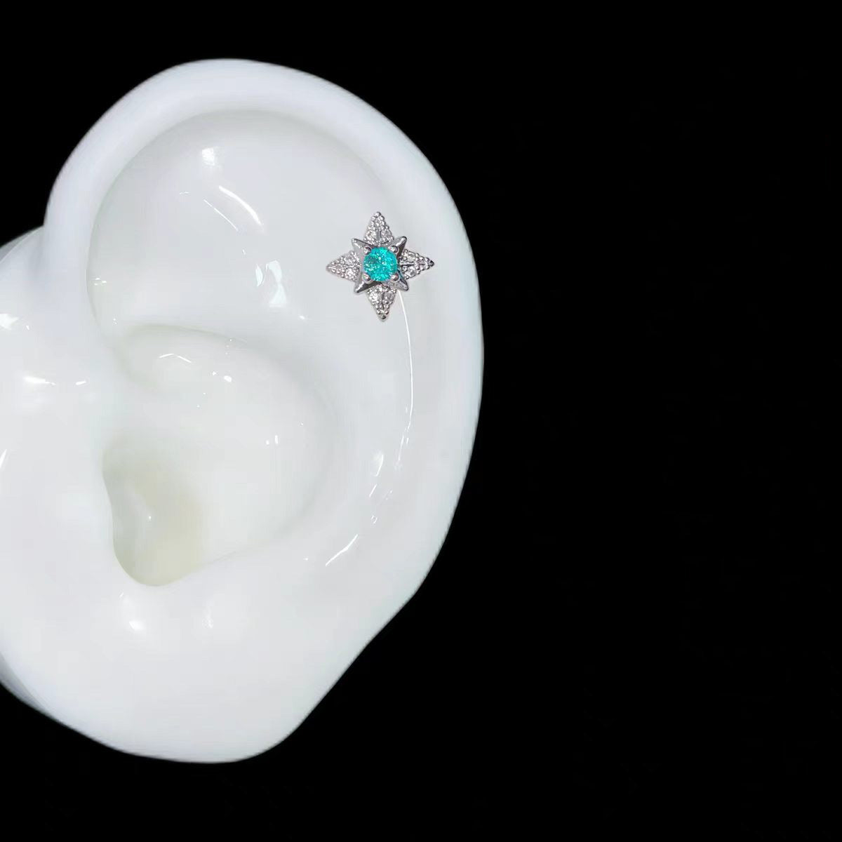Pa Green Zirconium Umbilicaria Bone Nail Collection Earrings