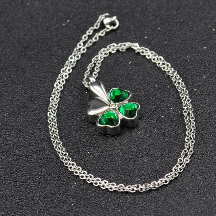 Relatives Pet Remains Hair Cinerary Casket Personality Lucky Four-leaf Necklaces