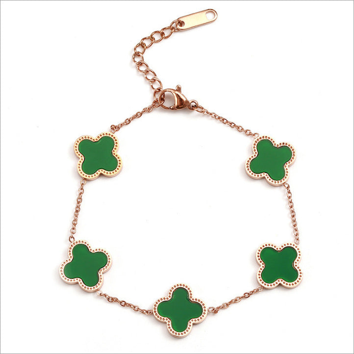 Steel High-grade Four-leaf Clover Female Simple Bracelets