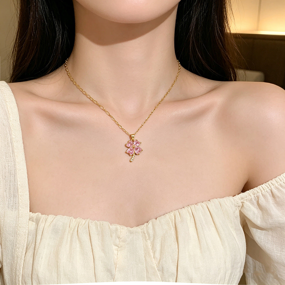 Women's Korean Creative Four-leaf Clover Titanium Steel Necklace