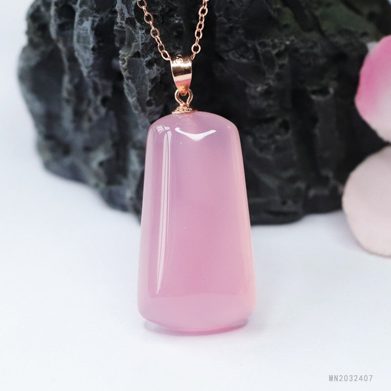 Inlay Natural Rose Chalcedony Lucky Agate Pendant