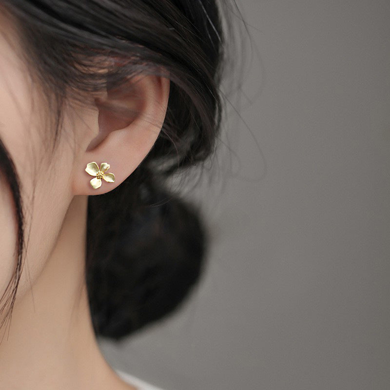 Women's Style Simple Mori Fashion Flower Retro Frosted Matte Rings