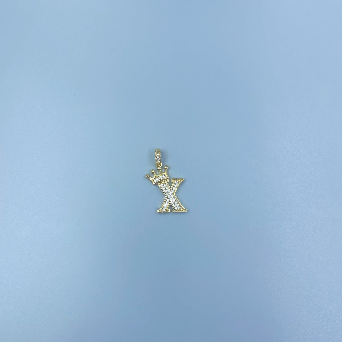 Full Diamond Crown Letters Copper Plated Real Gold Inlaid Zircon Pendant