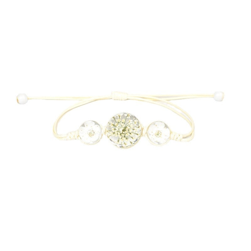 Women's Stone Preserved Fresh Glass Ball Hand-woven Carrying Bracelet