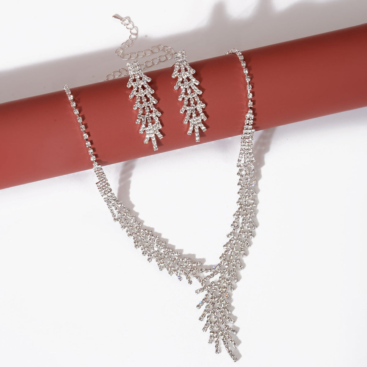 Women's Rhinestone Feather Suit Fashion Wedding Jewelry Set