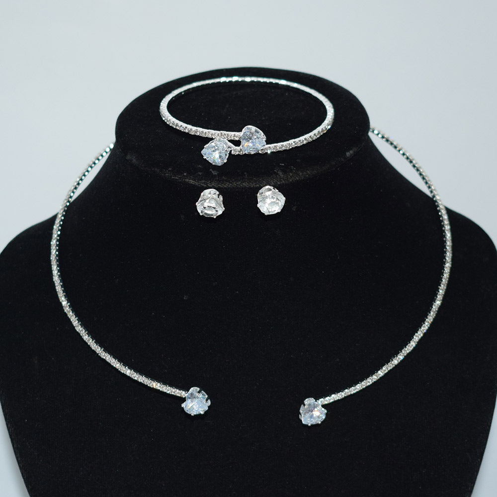 Popular Beam Neck Element Full Diamond Jewelry Set