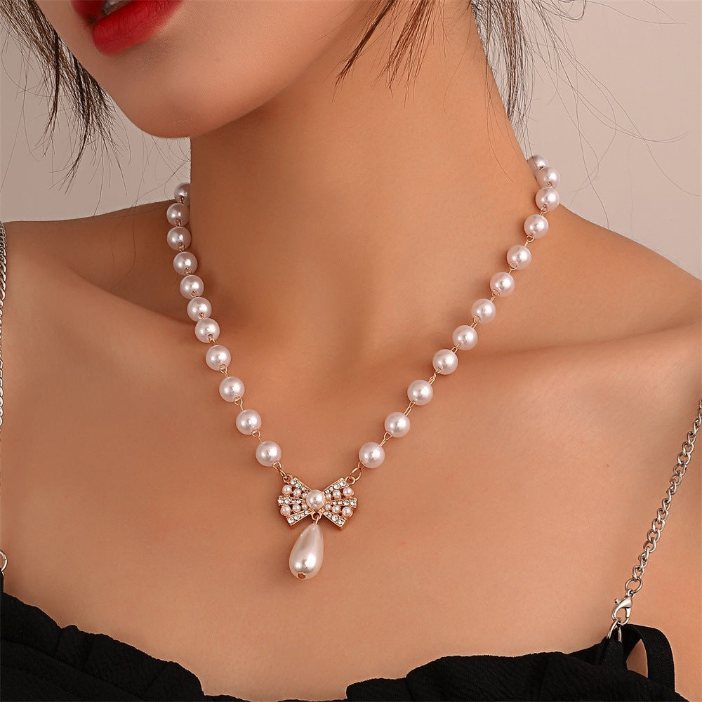 Pearl Female Style Creative Design V-shaped Jewelry Set