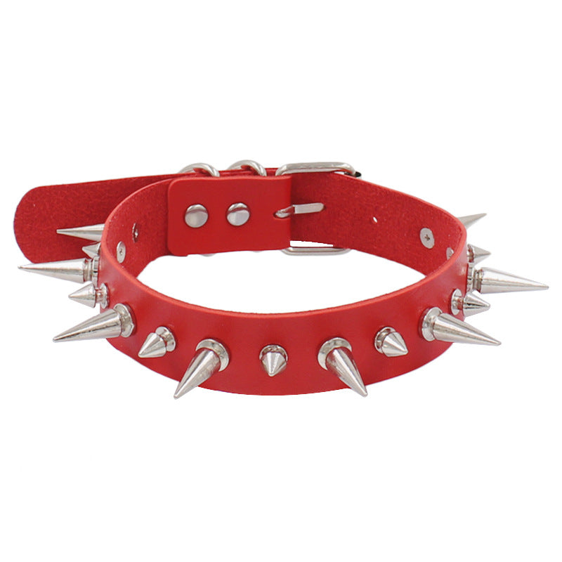 Black Punk Rock Leather Gothic Spike Trend Necklaces