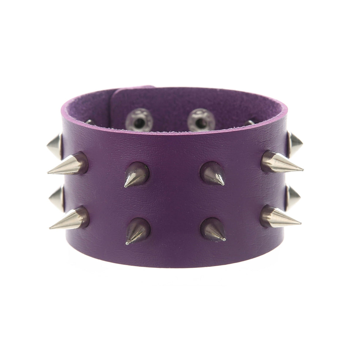 Punk Double Row Alloy Spike Couple Leather Rock Stainless Bracelet
