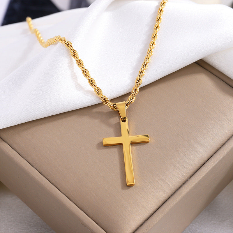 Steel Gold Hemp Flowers Chain Cross Titanium No Necklaces