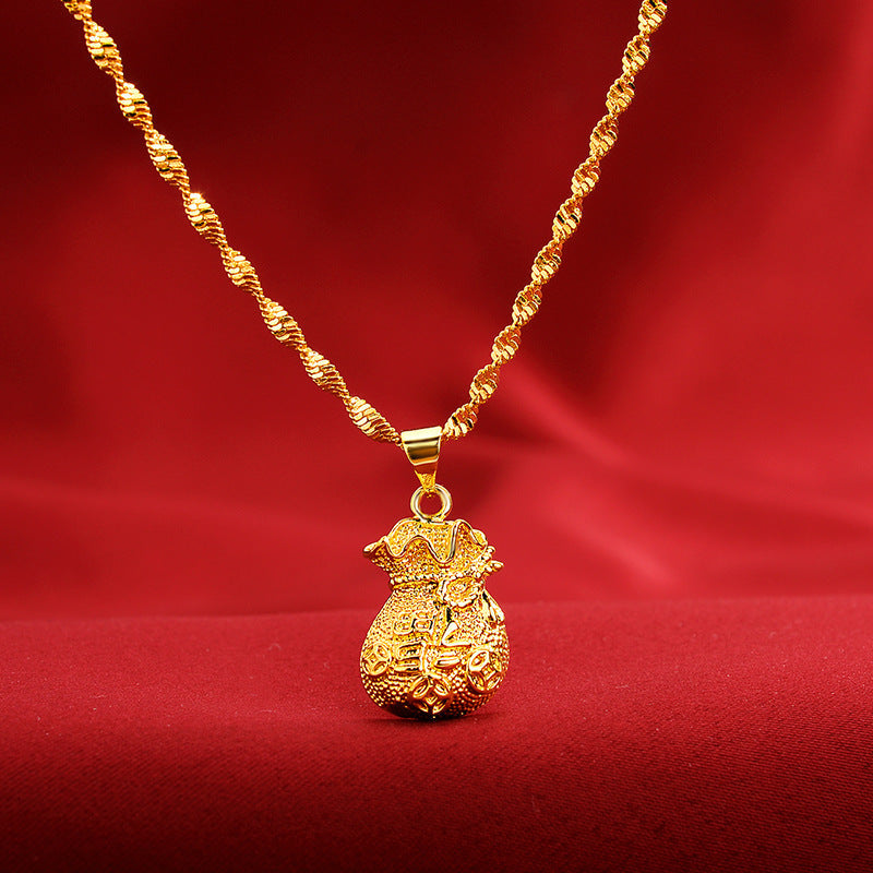 Women's Style Gold Shop Alluvial Love Abacus Lucky Bag Necklaces