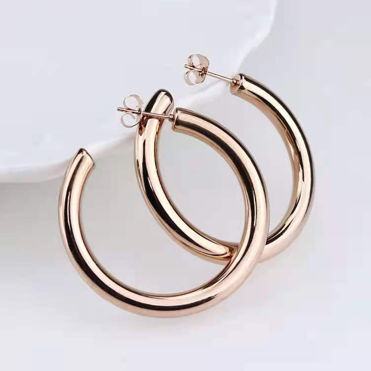Stainless Steel Type Hollow Tube Thick Fashion Round Rings