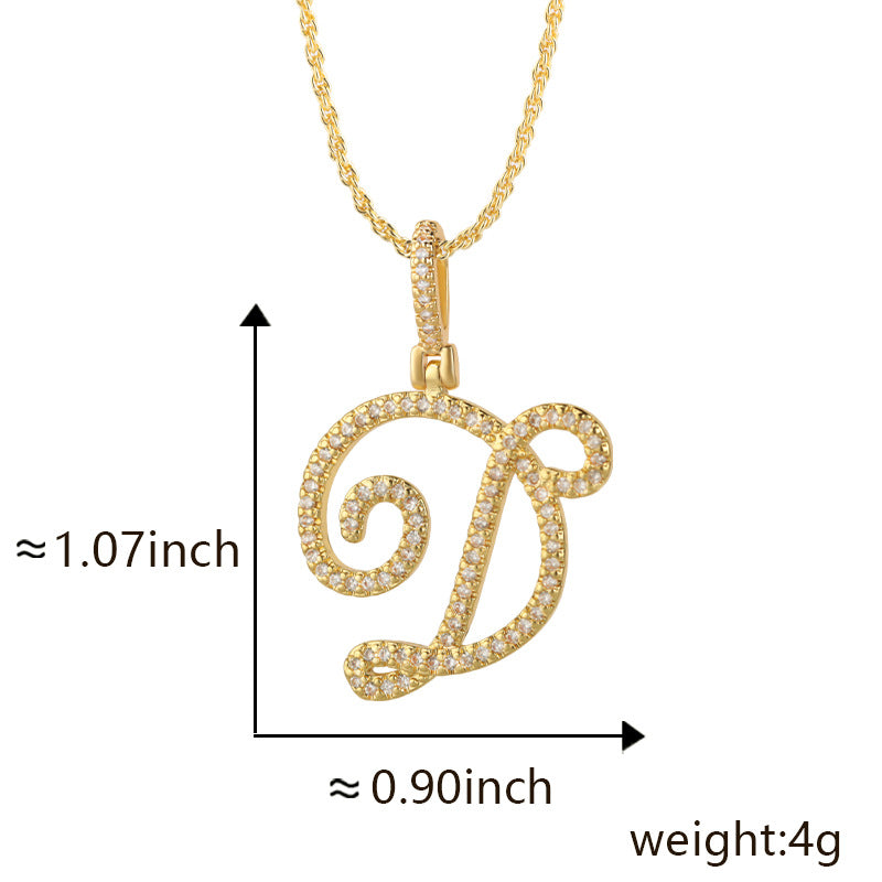 Hop Flower Body Grass English Letter Niche Style Inlaid Zircon Pendants