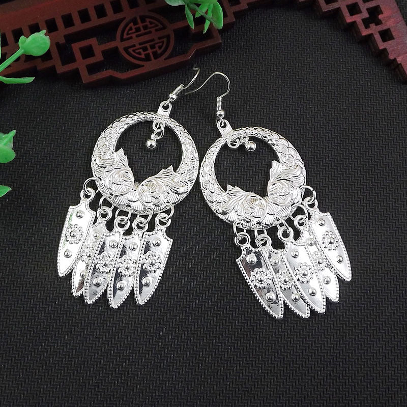 Women's Tibetan Sier Miao Eardrops Classical Ethnic Style Earrings