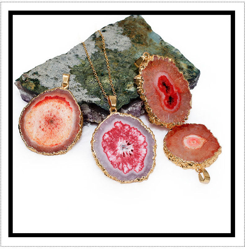 Original Crystal Sunflower Natural Stone Agate Pendants