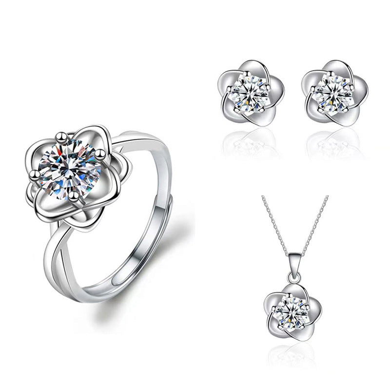 Imitation Moissanite Three-piece Zircon Temperament Ear Earrings