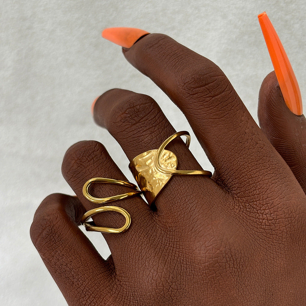 Women's Retro Designer Temperamental Minority Irregular Trendy Stainless Steel Ring