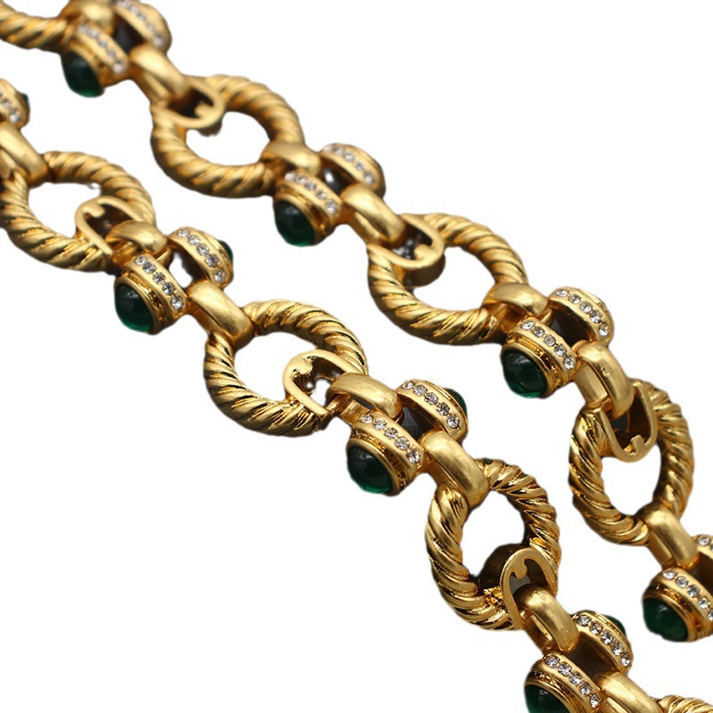 No Standard Green Colored Glaze Link Necklaces