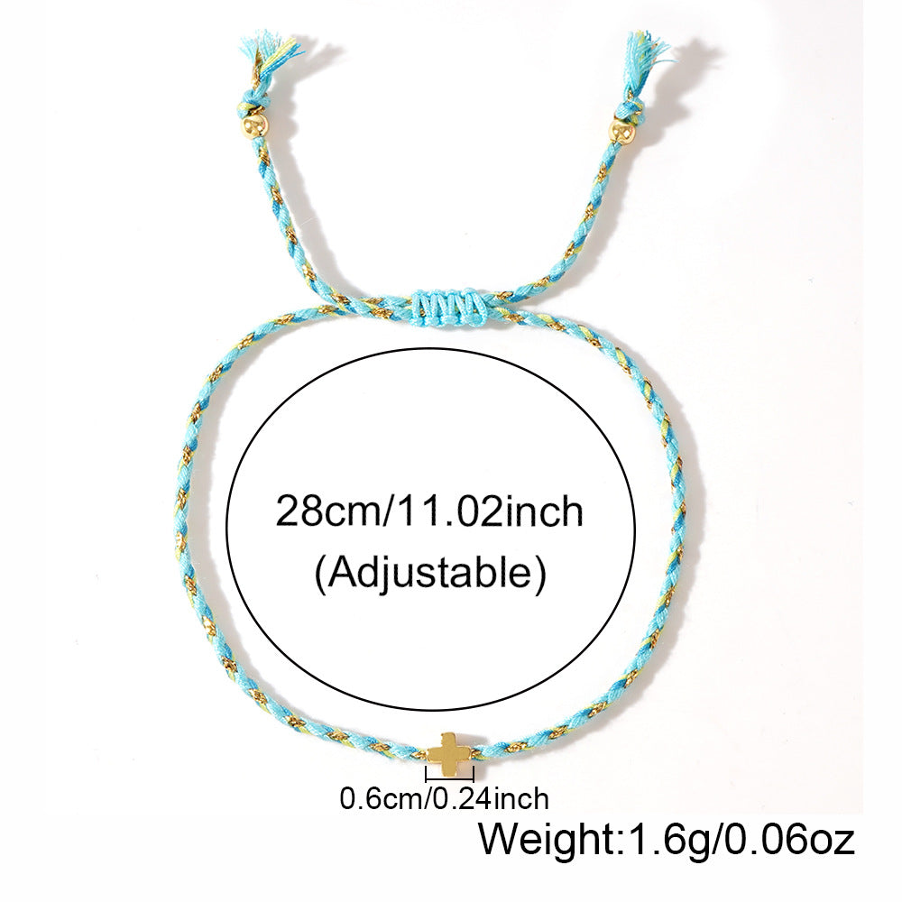 Women's Four-color Cotton Cross Handmade Carrying Strap Couple High Bracelet