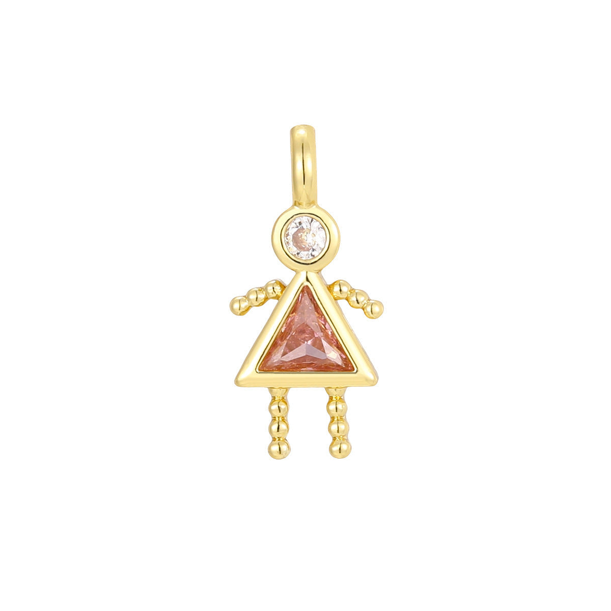 Boys Color Birthstone Gold Micro Inlaid Pendant