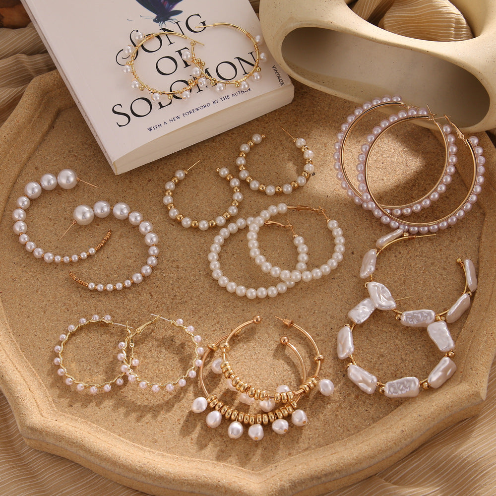 Charming Trendy Irregular Geometric Pearl Eardrop Earrings