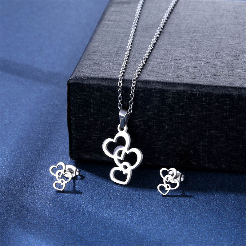 Women's Stainless Steel Suite Fashion Geometry Pattern Animal Love Jewelry Set