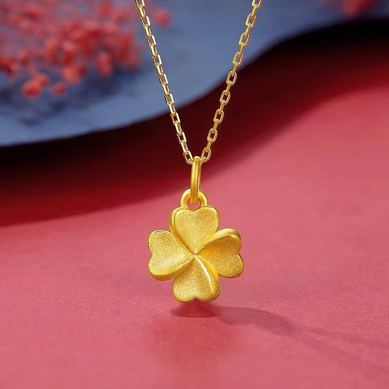 Women's Vietnam Placer Gold Four-leaf Clover Gold-plated Pendants