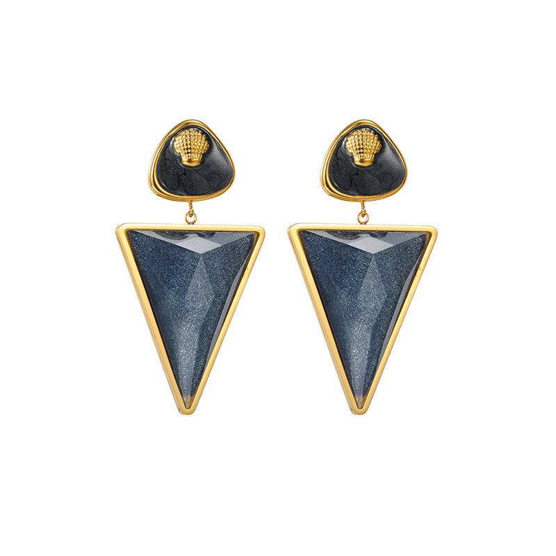 Women's Steel Gold Geometric Triangle Light Luxury High-grade Earrings