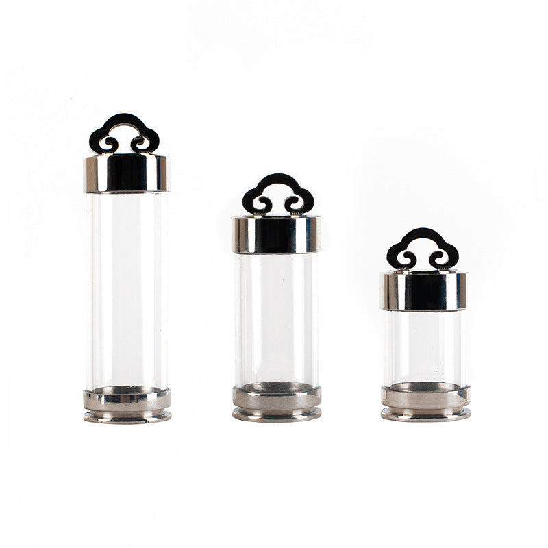 Steel Bottle Charm Tube Shell Can Hold Cinnabar Scriptures Pendant