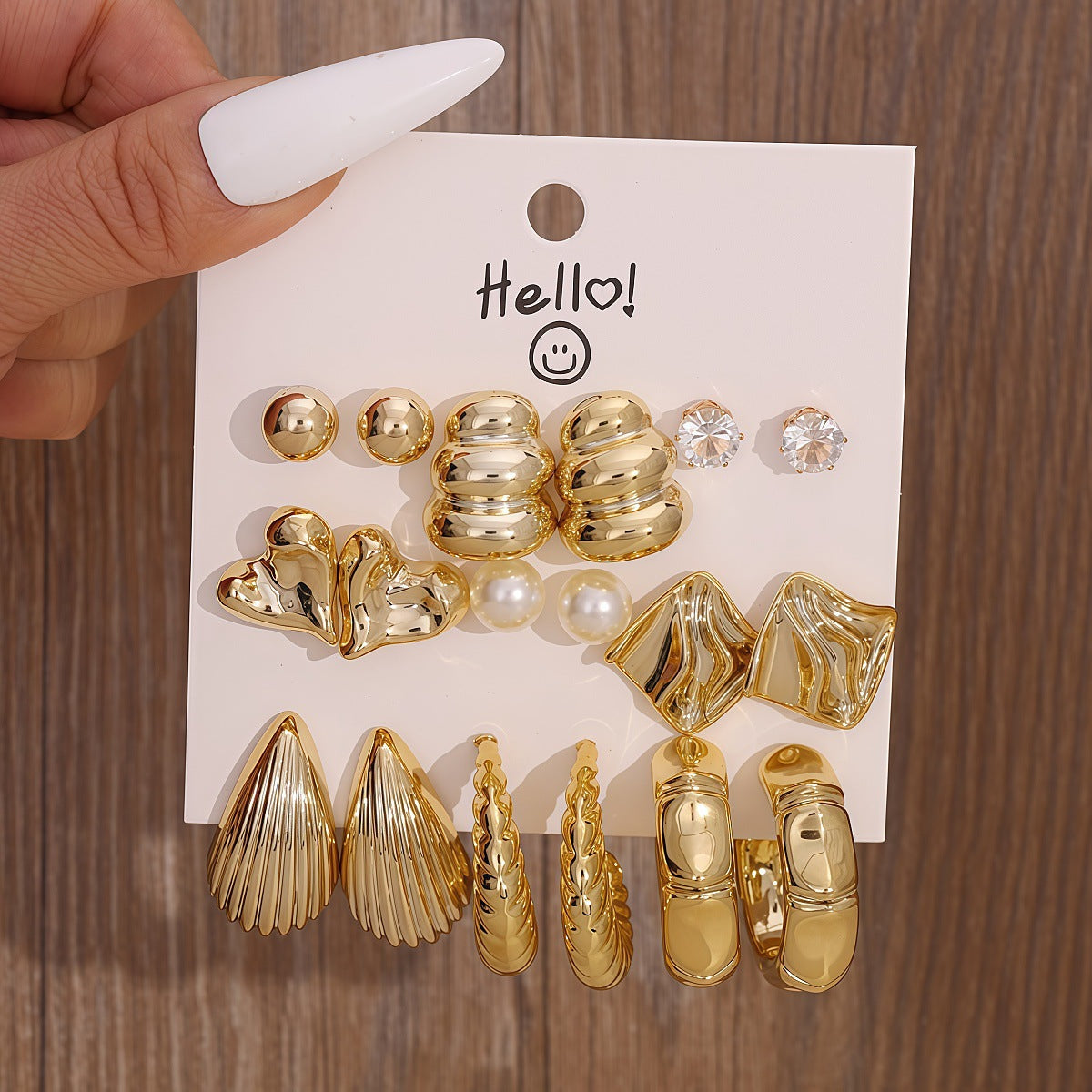 Pairs Storage Combination Versatile Geometric Frosty Earrings
