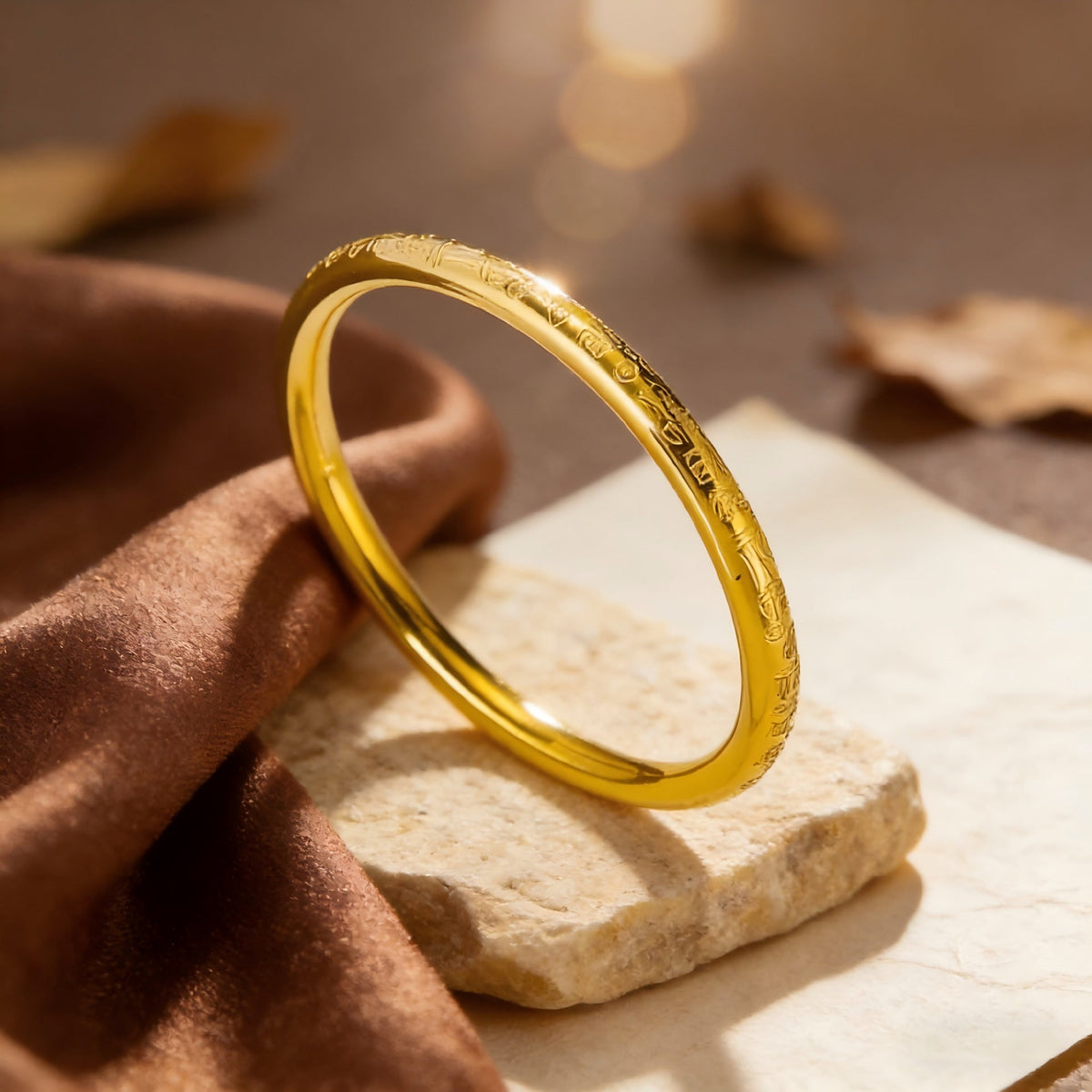 Women's Chinese Style Ancient Versatile High Sense Retro Gold Lettering Bracelets