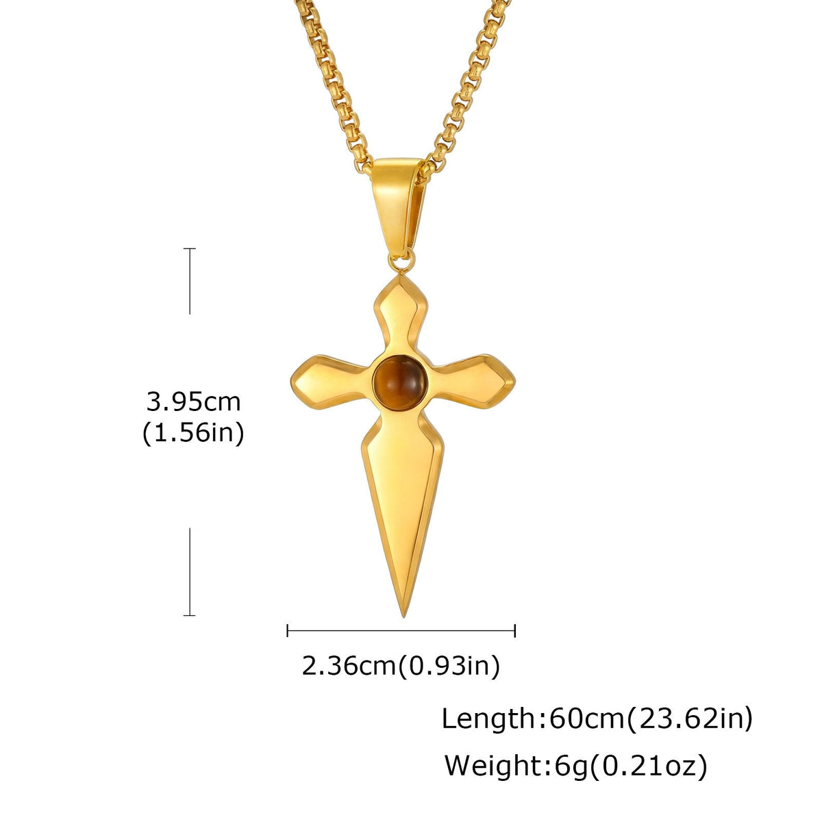 Men's Cool Personality Stainless Steel Natural Tigereye Pendants