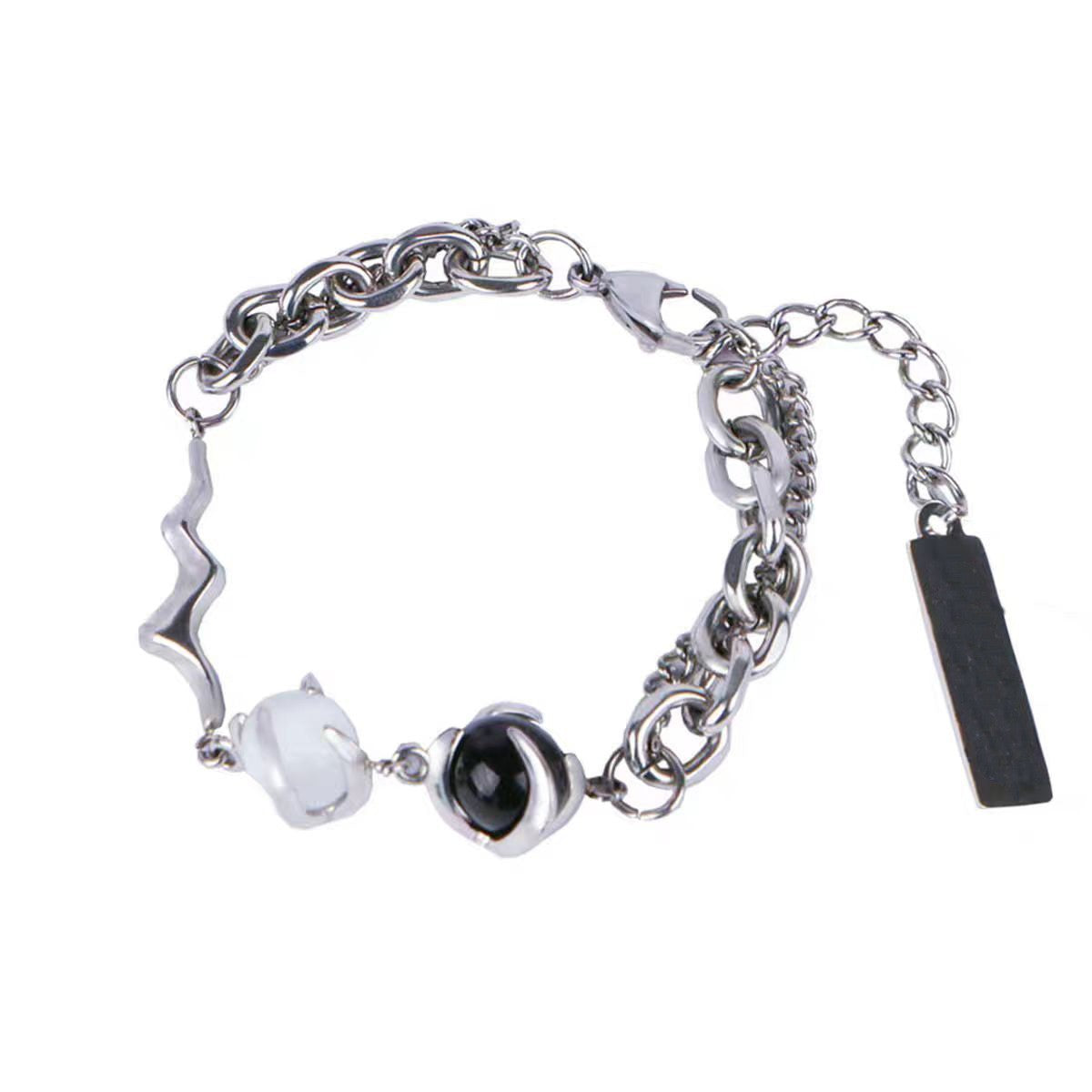 Women's & Men's Minority Design Sense Opal Black White Light Luxury High-grade Titanium Bracelets