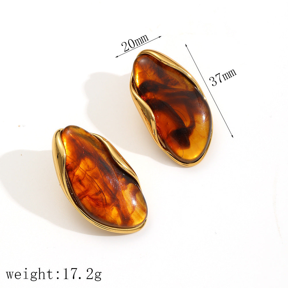 Elegant Resin Graceful Personality Style Amber Jewelry Set