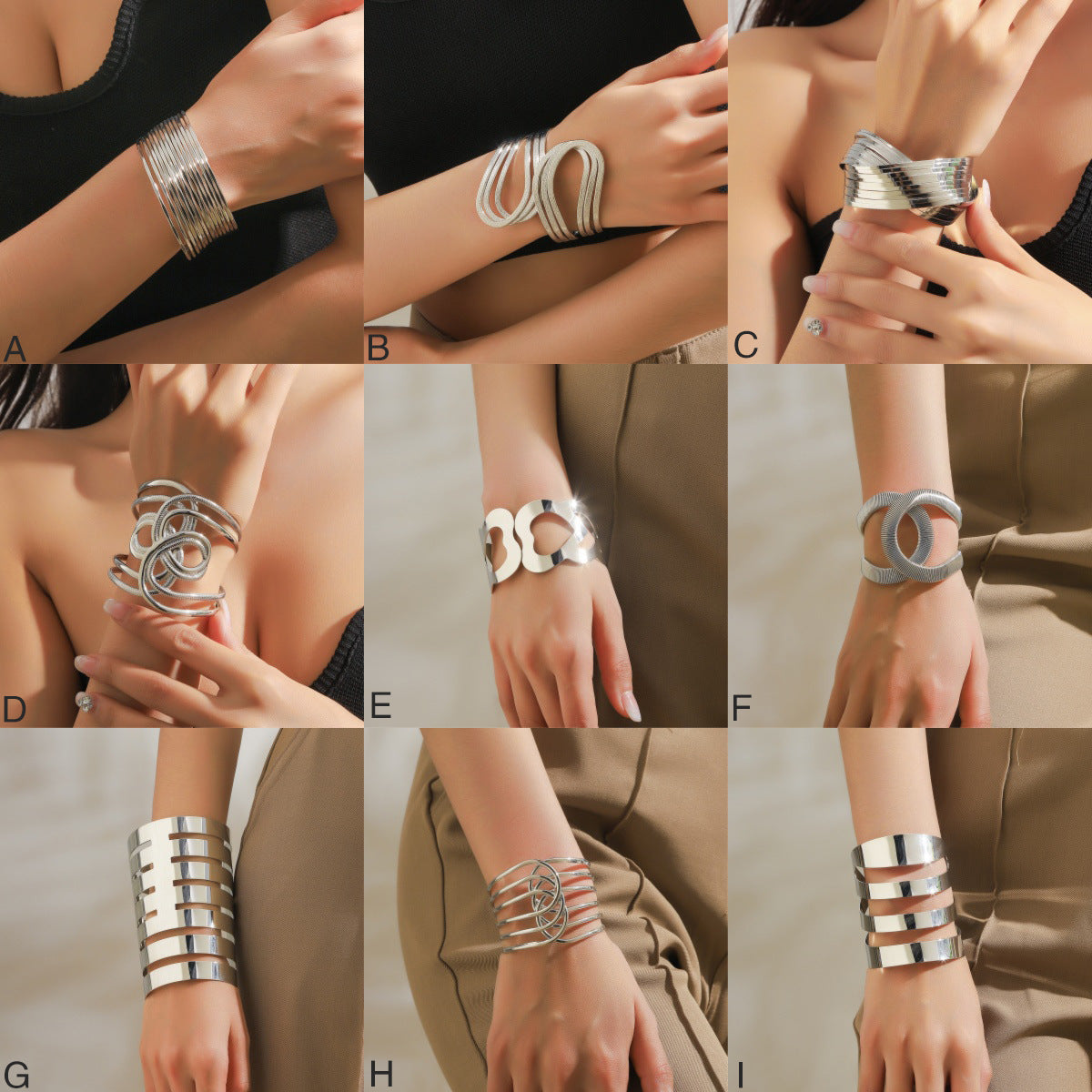 French Simplicity Design Sense Open-end Polished Niche Retro Hollow Bracelets