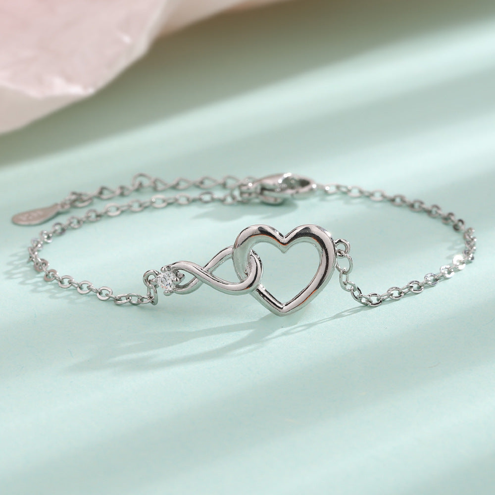Diamond Words Infinite Heart French Romantic Love Hollow Single Bracelets