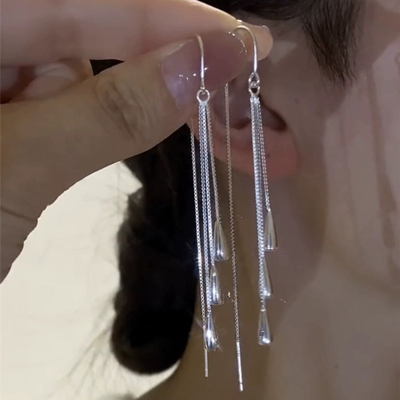 Women's Fashion Long Tassel Drop-shaped Niche High Sense Temperament Rings