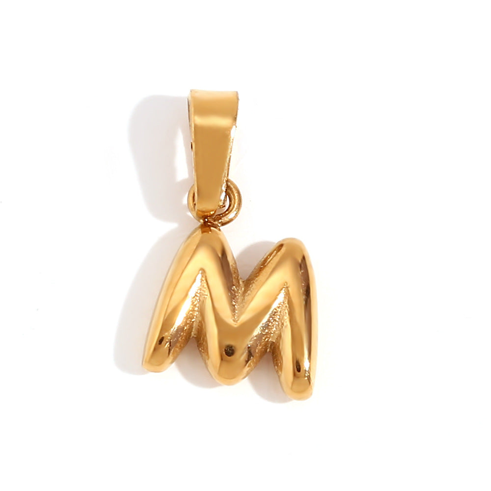 Bubble English Stainless Steel Gold Plated Pendant