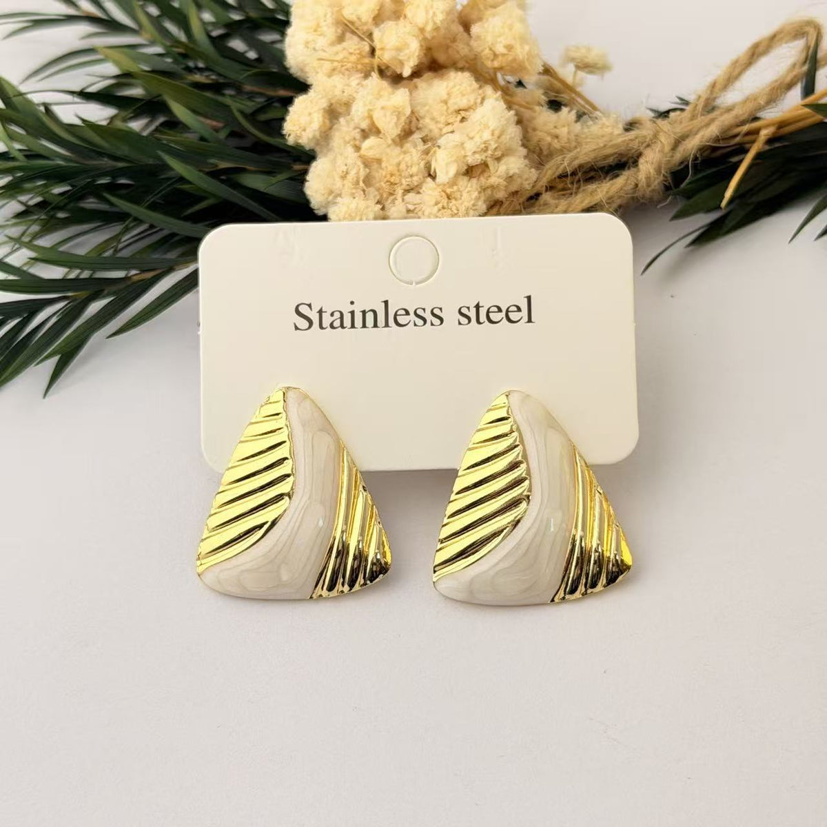 Women's Stainless Steel Oil Dripping Irregular Geometric Triangle Ear Fashion Earrings