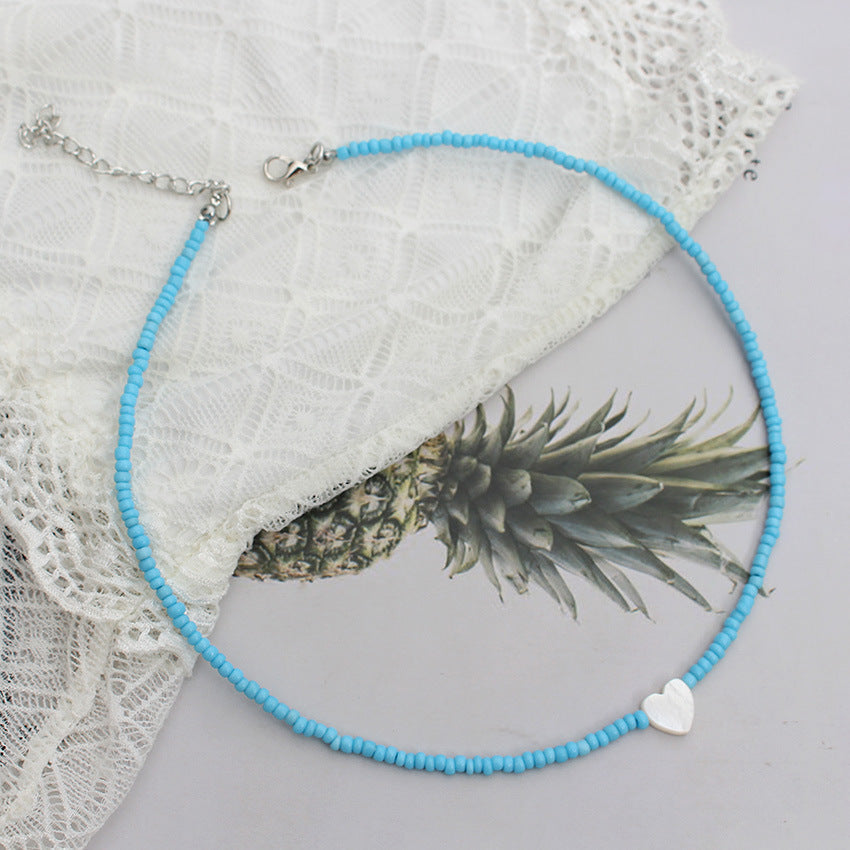 Heart Beads Stringed Color Clavicle Chain Necklace