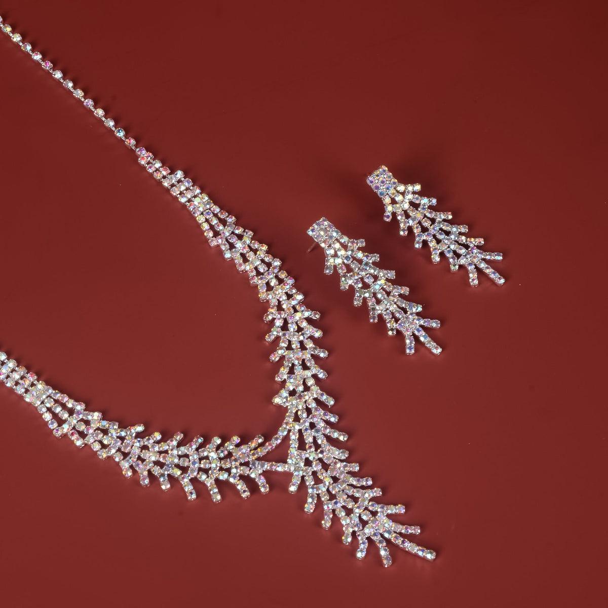 Women's Rhinestone Feather Suit Fashion Wedding Jewelry Set